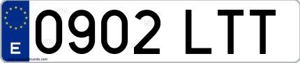 Ejemplo de matrícula española 0902 LTT