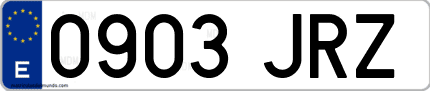 Ejemplo de matrícula de coche ordinaria 0903 JRZ