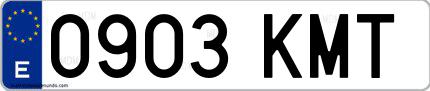 Ejemplo de matrícula española 0903 KMT