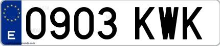 Ejemplo de matrícula de coche ordinaria 0903 KWK