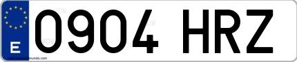Ejemplo de matrícula española 0904 HRZ