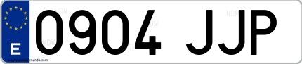 Ejemplo de matrícula española 0904 JJP