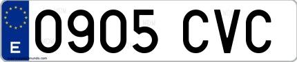 Ejemplo de matrícula española 0905 CVC