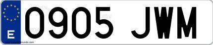 Ejemplo de matrícula española 0905 JWM