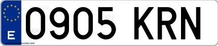 Ejemplo de matrícula española 0905 KRN