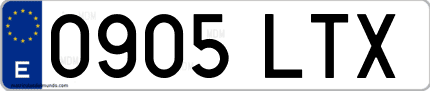 Ejemplo de matrícula de coche ordinaria 0905 LTX