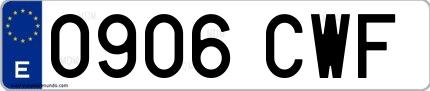 Ejemplo de matrícula española 0906 CWF