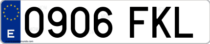 Ejemplo de matrícula de coche ordinaria 0906 FKL