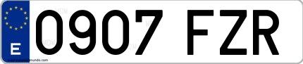 Ejemplo de matrícula española 0907 FZR