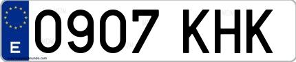 Ejemplo de matrícula de coche ordinaria 0907 KHK
