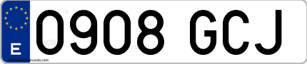 Ejemplo de matrícula de coche ordinaria 0908 GCJ
