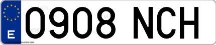 Ejemplo de matrícula de coche ordinaria 0908 NCH