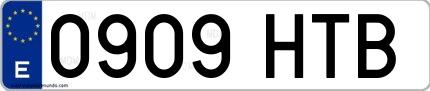 Ejemplo de matrícula española 0909 HTB