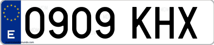 Ejemplo de matrícula de coche ordinaria 0909 KHX