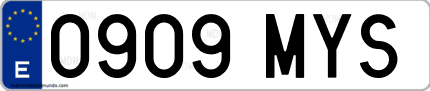 Ejemplo de matrícula de coche ordinaria 0909 MYS