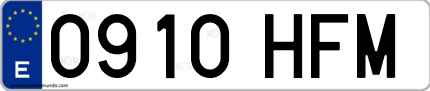 Ejemplo de matrícula de coche ordinaria 0910 HFM