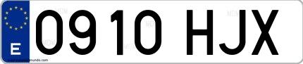 Ejemplo de matrícula española 0910 HJX
