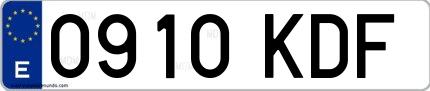 Ejemplo de matrícula española 0910 KDF