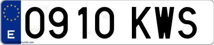 Ejemplo de matrícula de coche ordinaria 0910 KWS