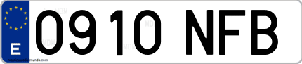 Ejemplo de matrícula de coche ordinaria 0910 NFB