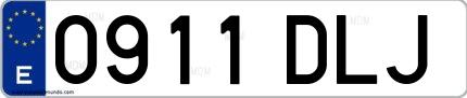Ejemplo de matrícula española 0911 DLJ