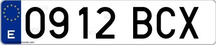 Ejemplo de matrícula española 0912 BCX