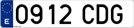 Ejemplo de matrícula de coche ordinaria 0912 CDG