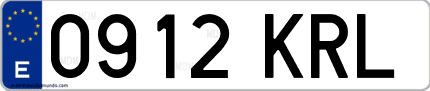 Ejemplo de matrícula de coche ordinaria 0912 KRL