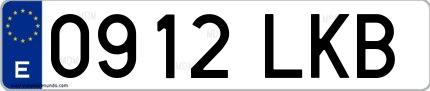 Ejemplo de matrícula española 0912 LKB