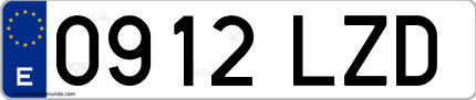 Ejemplo de matrícula de coche ordinaria 0912 LZD