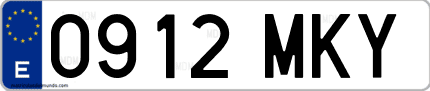 Ejemplo de matrícula de coche ordinaria 0912 MKY