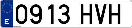 Ejemplo de matrícula de coche ordinaria 0913 HVH