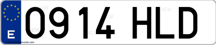 Ejemplo de matrícula de coche ordinaria 0914 HLD