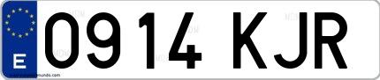 Ejemplo de matrícula de coche ordinaria 0914 KJR