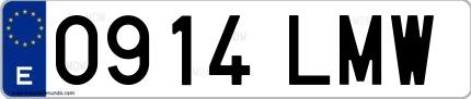 Ejemplo de matrícula española 0914 LMW