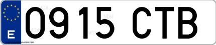 Ejemplo de matrícula española 0915 CTB
