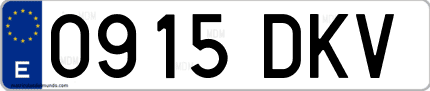 Ejemplo de matrícula de coche ordinaria 0915 DKV