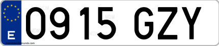 Ejemplo de matrícula de coche ordinaria 0915 GZY