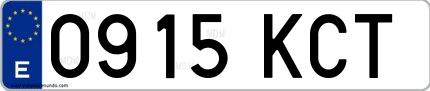 Ejemplo de matrícula española 0915 KCT
