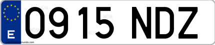 Ejemplo de matrícula de coche ordinaria 0915 NDZ