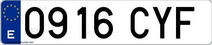 Ejemplo de matrícula española 0916 CYF