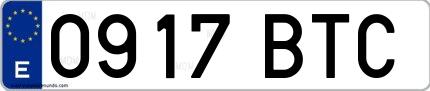 Ejemplo de matrícula española 0917 BTC