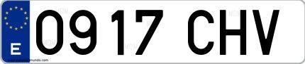 Ejemplo de matrícula española 0917 CHV