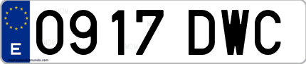 Ejemplo de matrícula de coche ordinaria 0917 DWC
