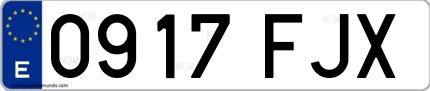 Ejemplo de matrícula española 0917 FJX