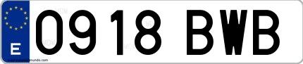 Ejemplo de matrícula española 0918 BWB