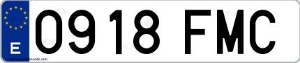 Ejemplo de matrícula española 0918 FMC