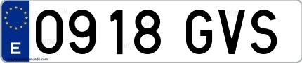 Ejemplo de matrícula española 0918 GVS