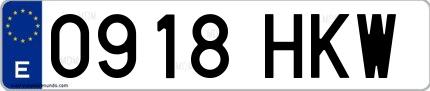 Ejemplo de matrícula española 0918 HKW
