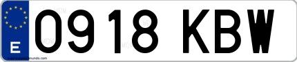 Ejemplo de matrícula española 0918 KBW